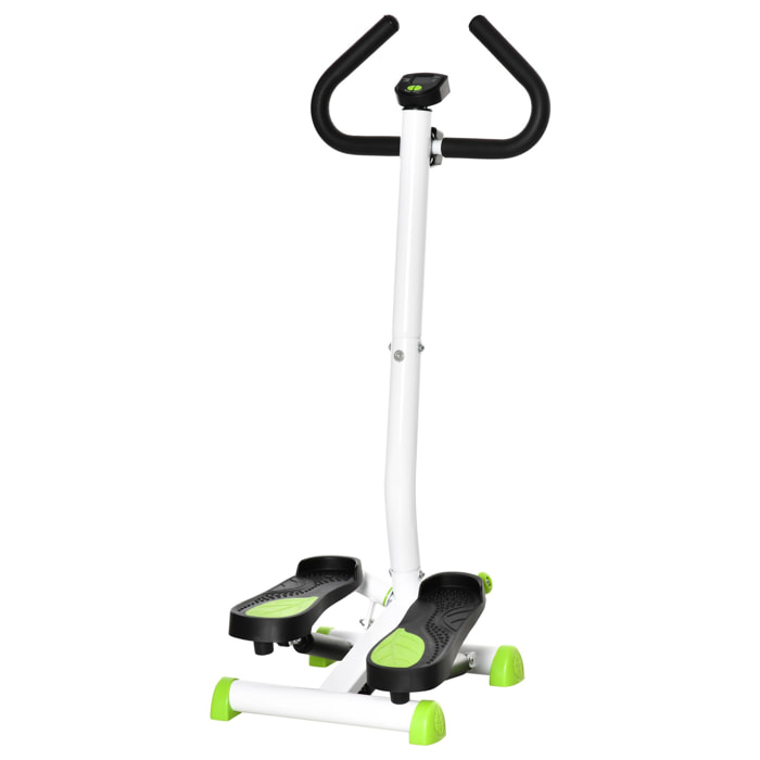 Stepper Fitness avec guidon ergonomique - écran LCD multifonction - résistance réglable - acier blanc vert noir