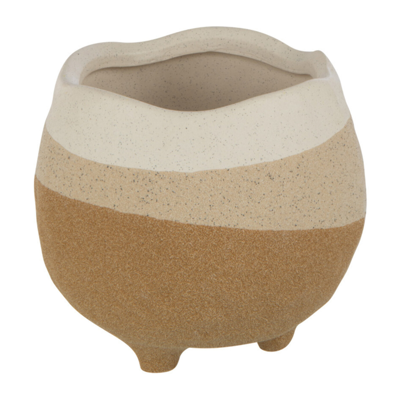 J-Line Cachepot Sur Pied Ceramique Beige/Marron Clair Small