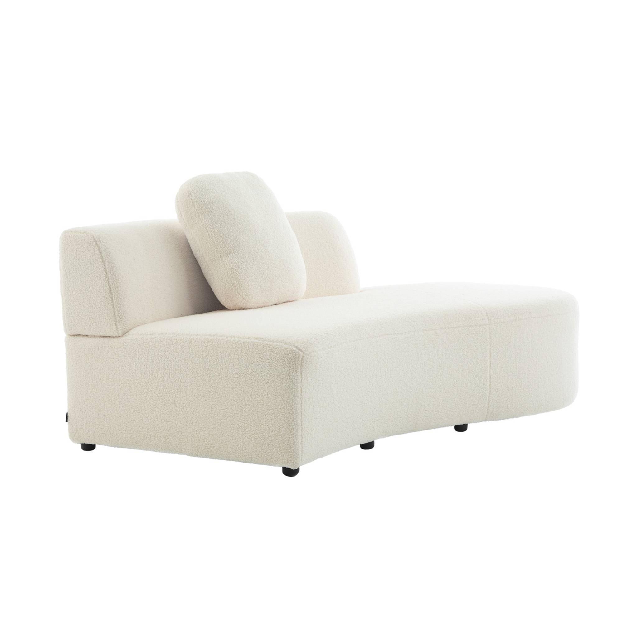 Canapé virgule organique droite 2-3 places bouclette blanche  L 171 x P 93 x H 68cm - Wave