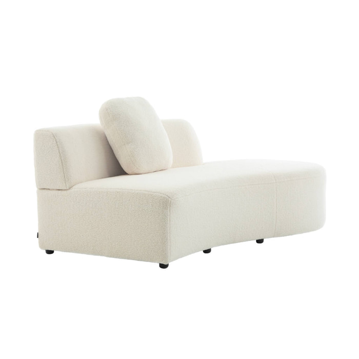 Canapé virgule organique droite 2-3 places bouclette blanche  L 171 x P 93 x H 68cm - Wave