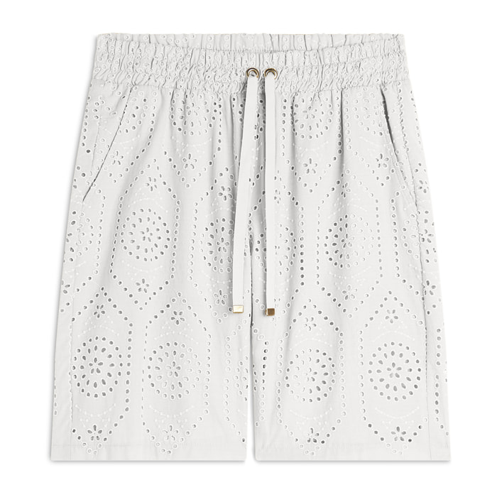 Pantaloni corti in mussola con dettagli Sangallo