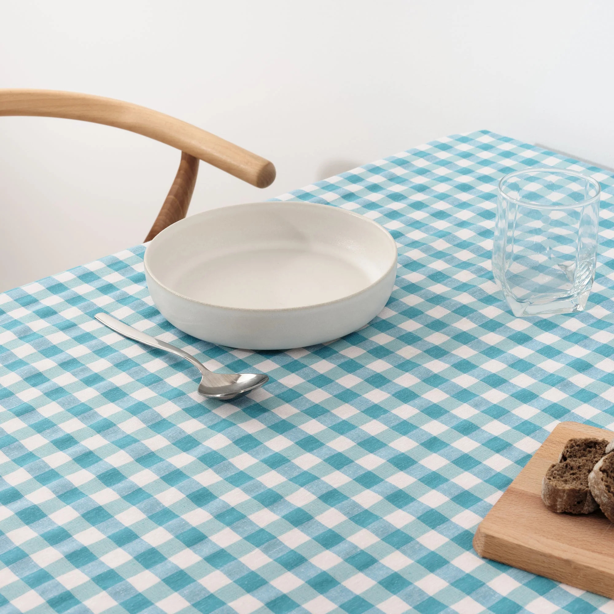 Nappe en tissu 100% coton Vichy Bleu Clair