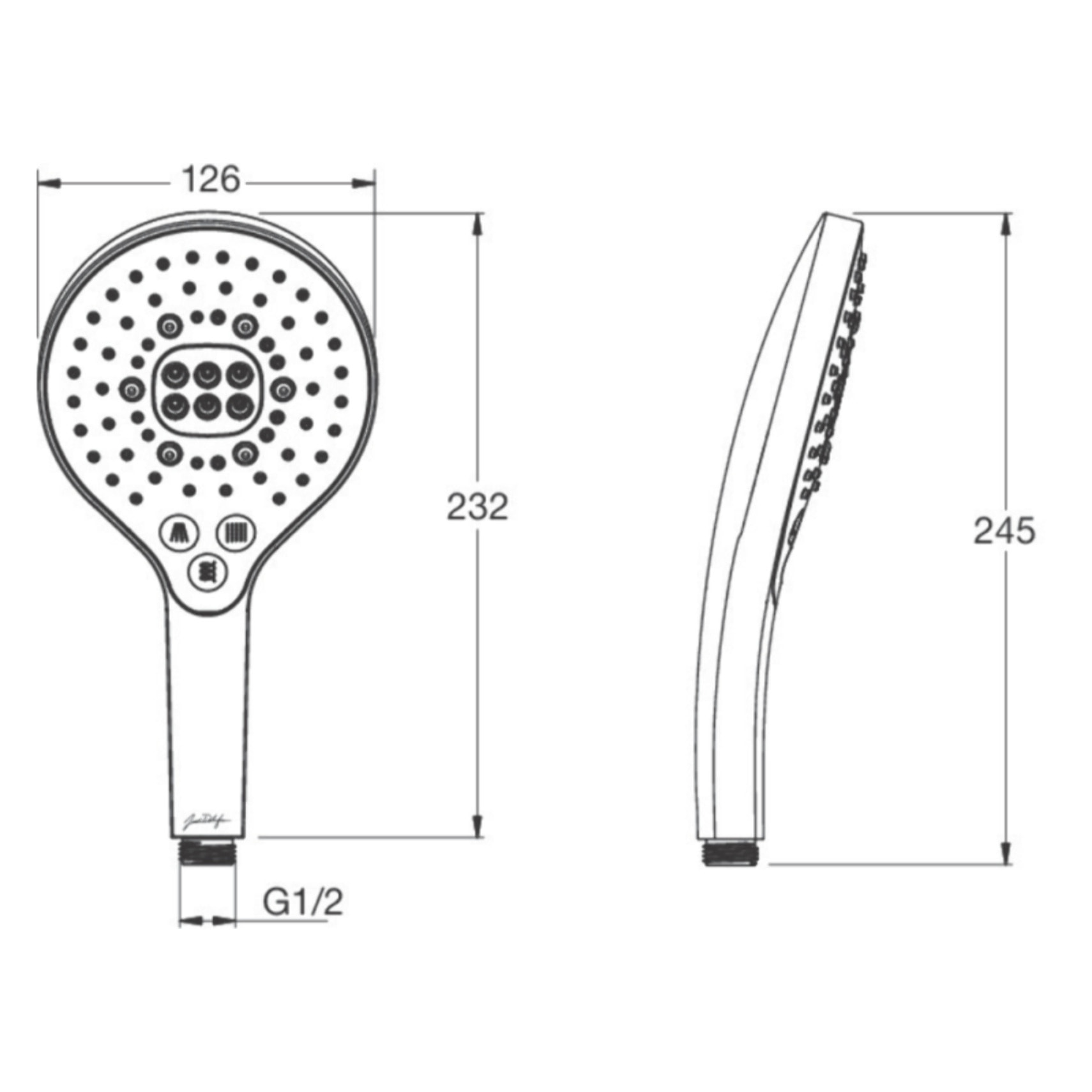 Pommeau de douche 3 jets Metro signature laiton brossé