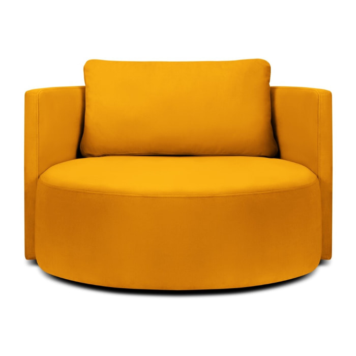 Fauteuil xl pivotant "Adam" en velours jaune