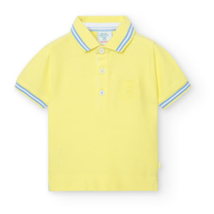 Polo piqué bebé niño, estampado, cuello polo, amarillo