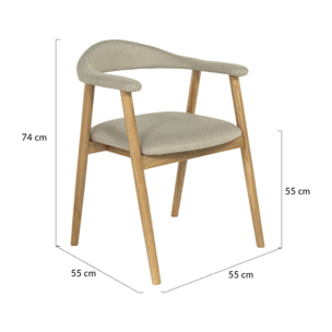 Lore - chaise en chêne massif et tissu - Bois / Beige