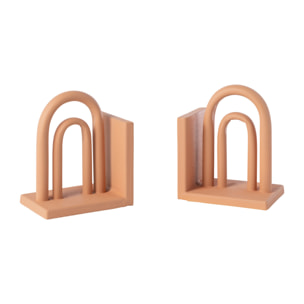J-Line serre-livres Koli - fer - brun/naturel - lot de 2