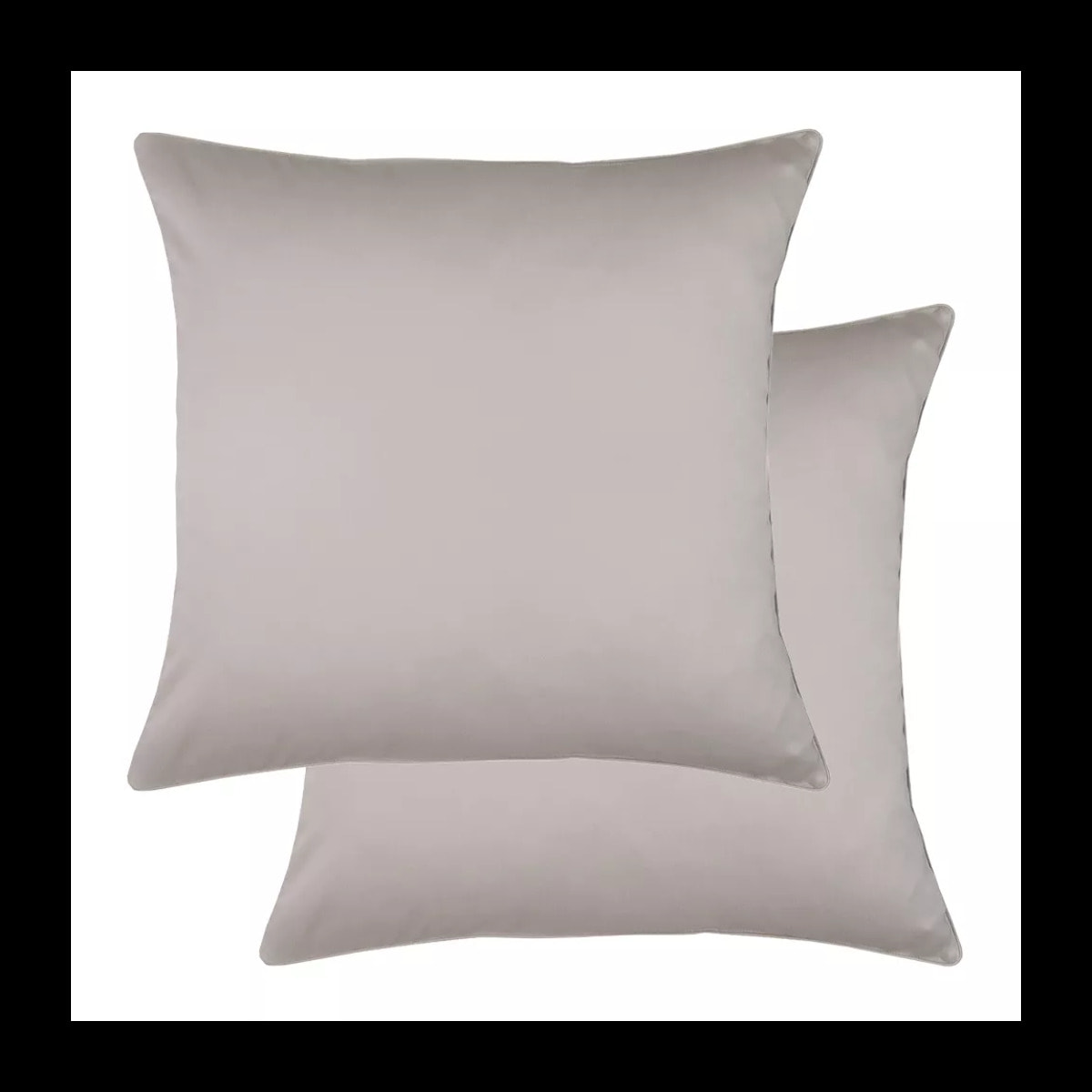 Lot de 2 taies satin de coton uni beige Ava uni taupe