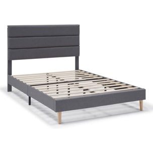 Estructura de Cama tapizada Aroma de 30 cm, 90/135-140/150x190 cm, Gris Oscuro