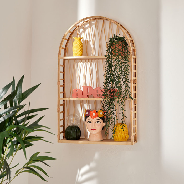 Etagère murale "Anahi" bambou beige 74x45cm