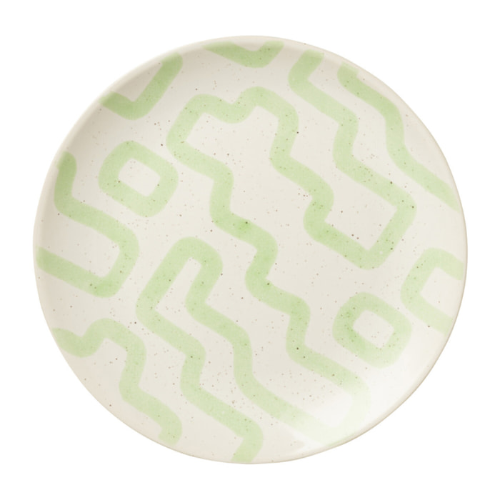 J-Line Assiette Motif Porcelaine Vert Small