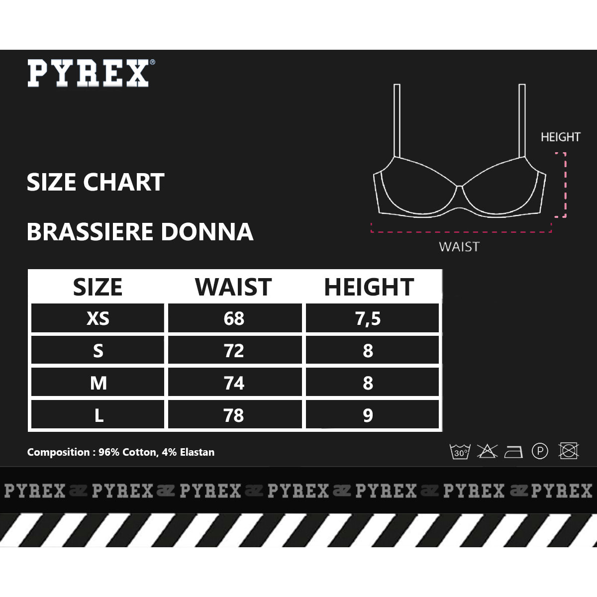 Pyrex Brassiere Donna in Cotone, Art.PRC71 Conf da 3 PZ. Ass (Fucsia - Lilla - Rosa)