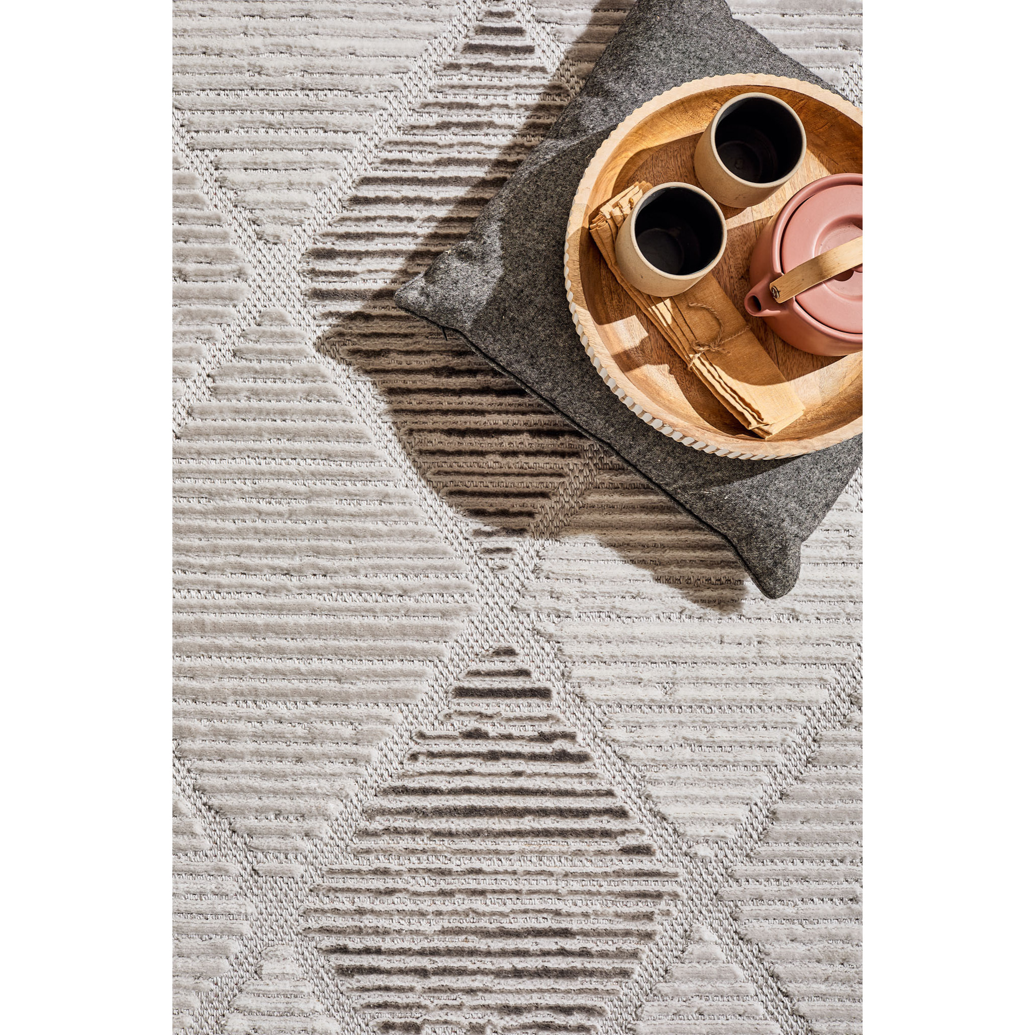 Tapis Loopin 321 gris 160x230 cm - Motif en relief - Indoor & Outdoor