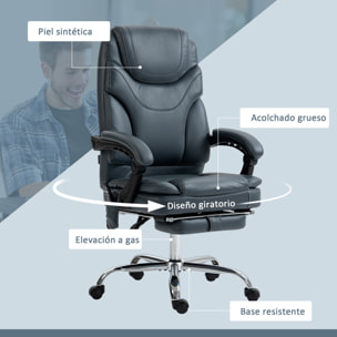 Vinsetto Silla de Masaje con 6 Puntos de Vibración y Calefacción Tapizado en Cuero PU Silla de Oficina Reclinable con Reposapiés y Altura Ajustable 67x67x113-121 cm Gris