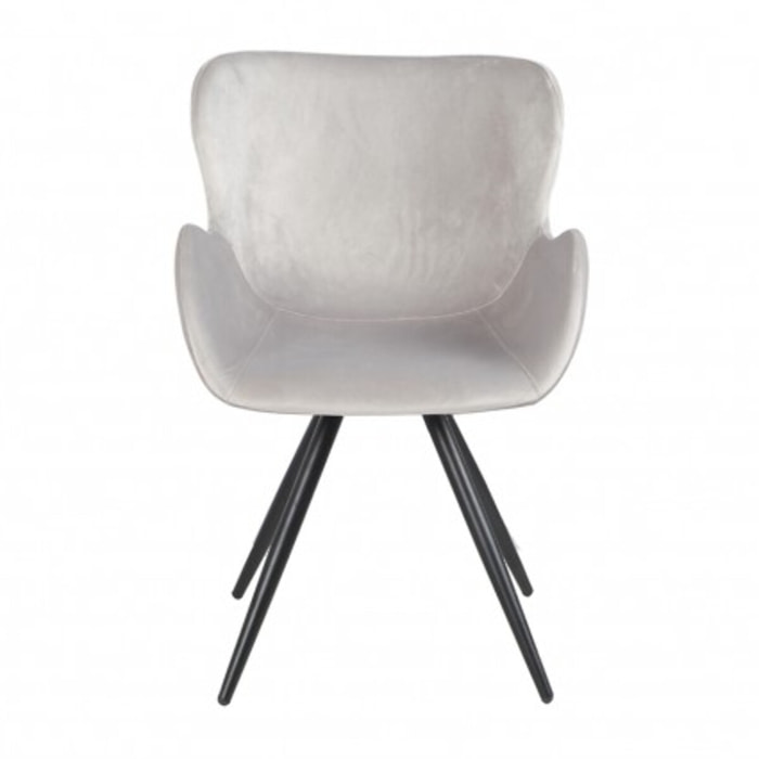 Chaise en velours avec piètement en métal noir - LILOU