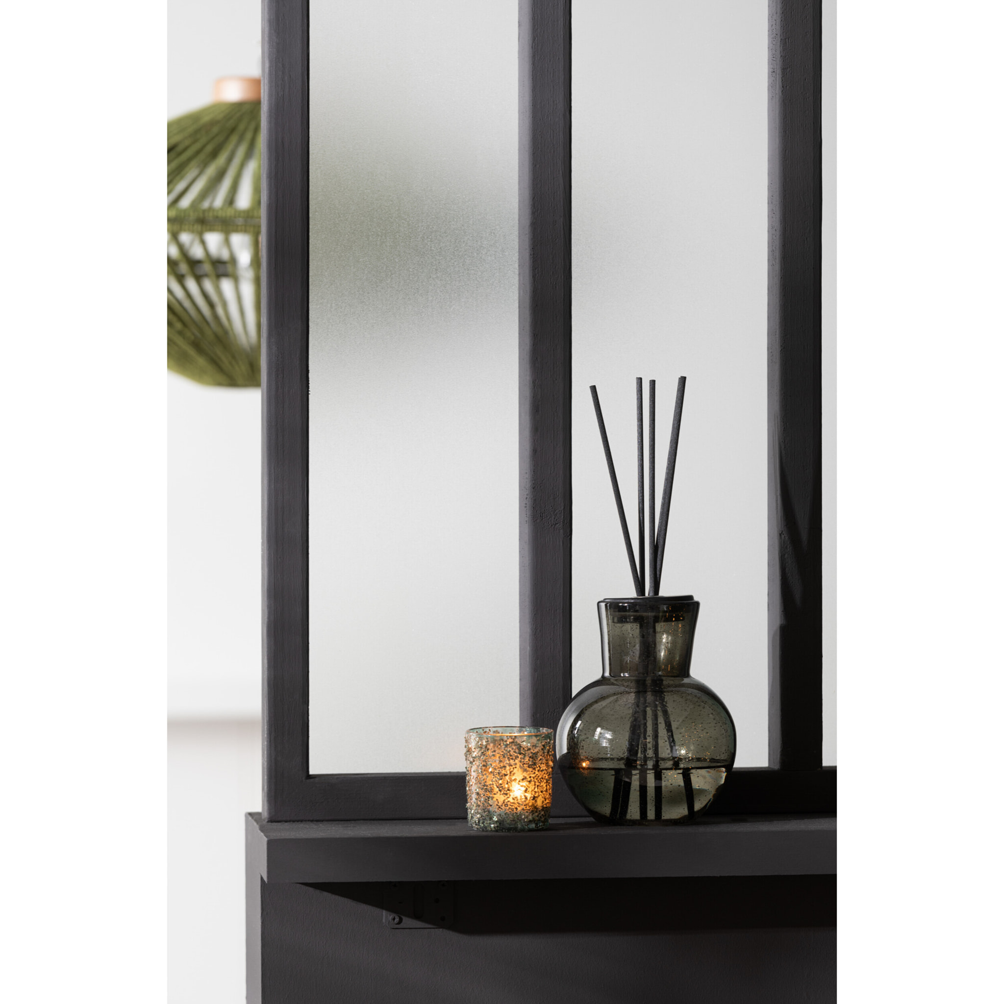 J-Line Bâtonnets parfumés Couvercle Olive & Frank Incense - verre - vert