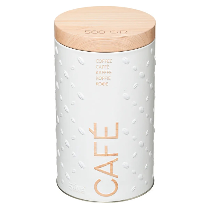 Boîte à café métal 500g "Scandinave Nature" blanc