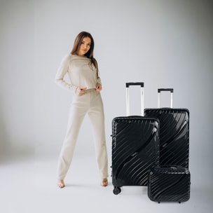 Juego De Maletas Rígidas Pp Itaca Danubio Negro