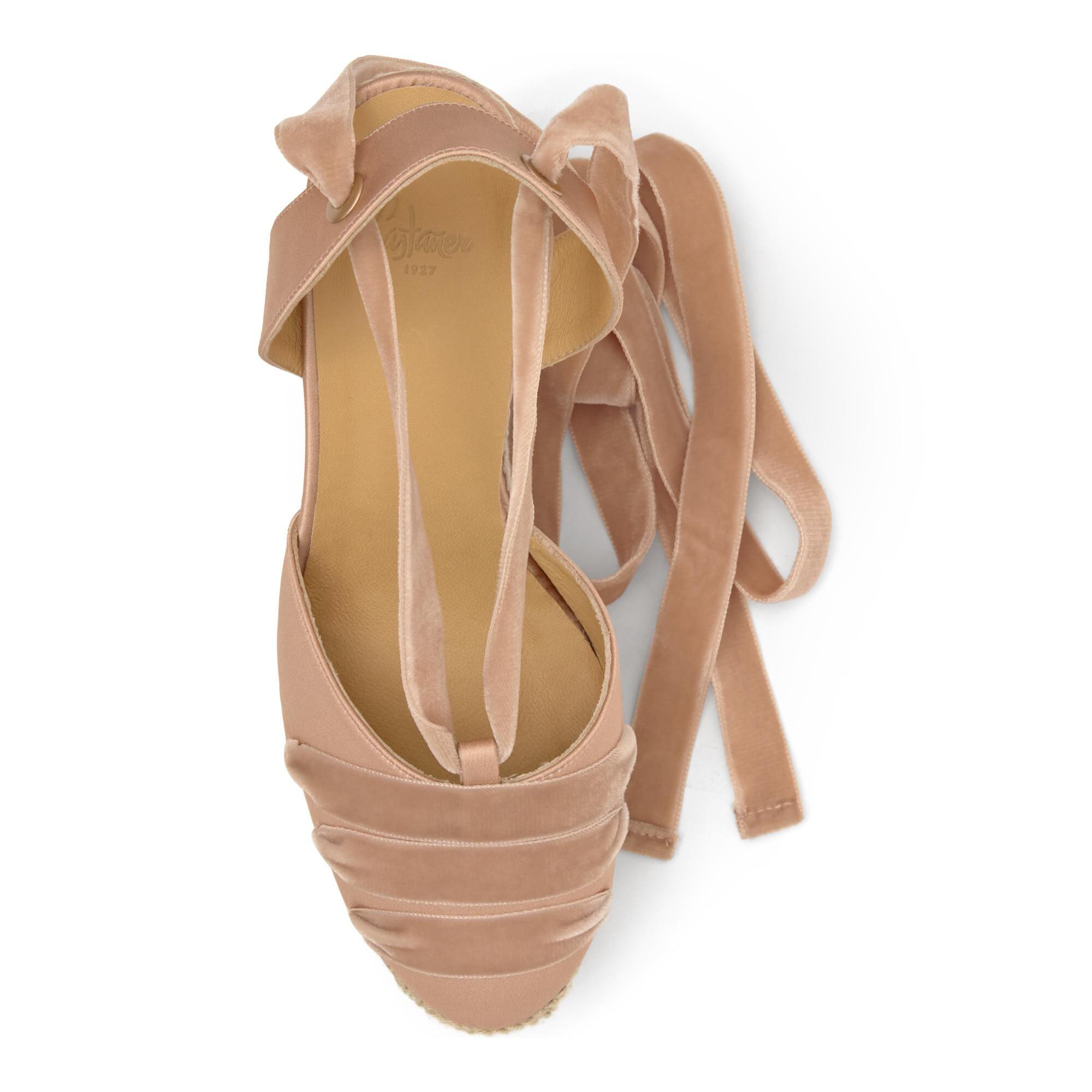 Alpargata de cuña Cersei en raso con doble plataforma