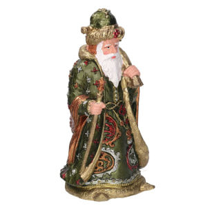 Babbo natale in resina verde oliva cm 12x10h20