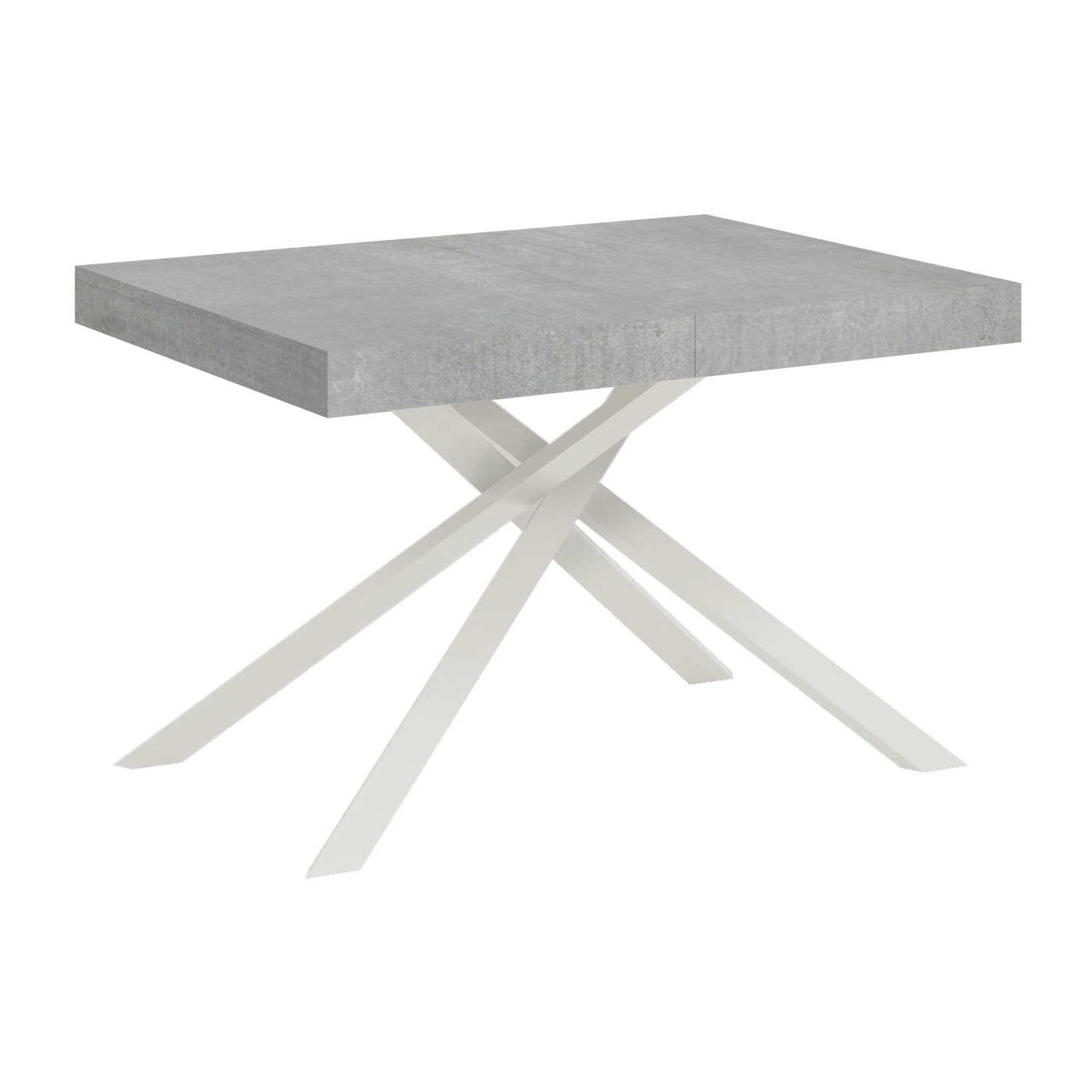 Tavolo allungabile 130x90/234 cm Karida Cemento telaio Bianco