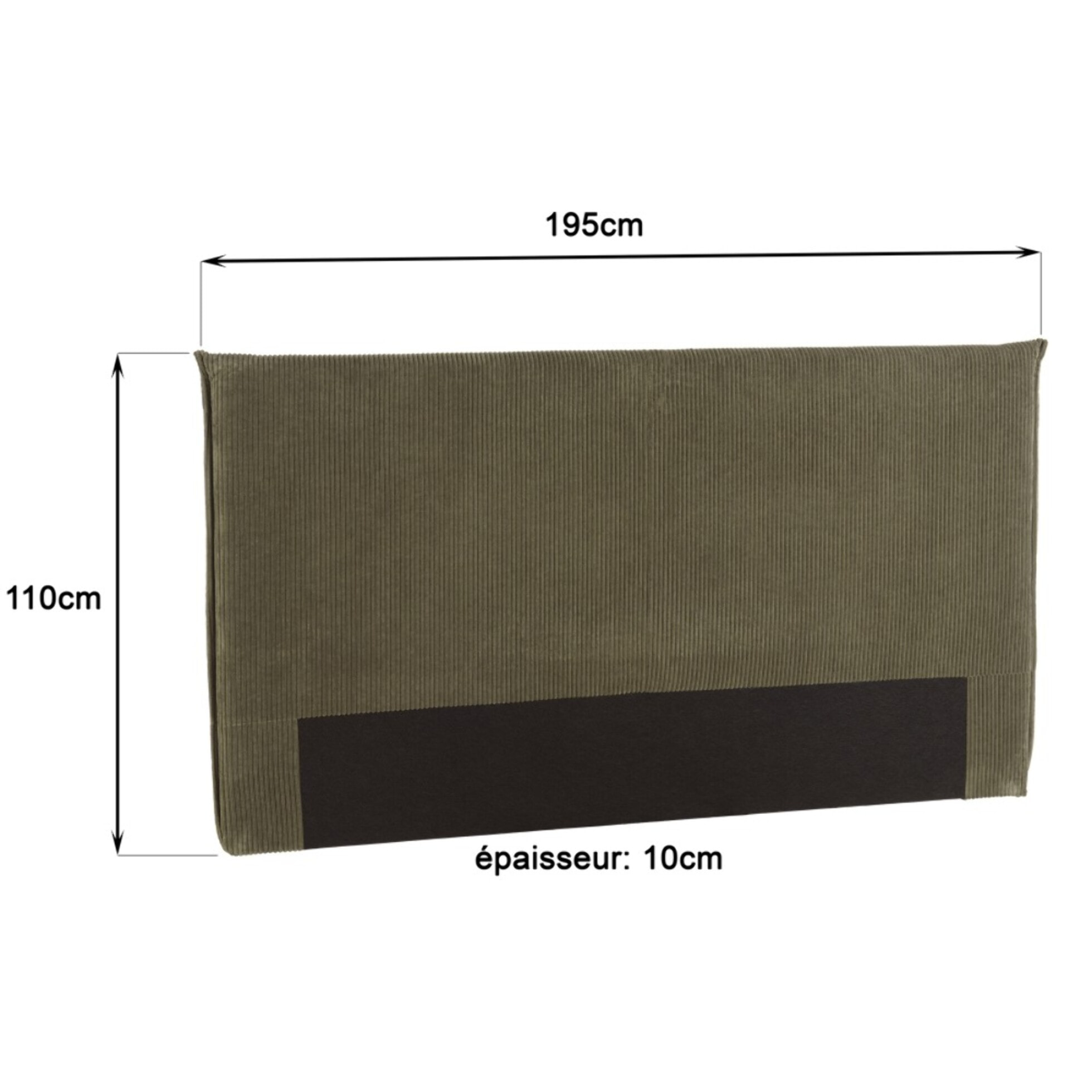 ARTHUR - Tête de lit rembourrée pour lits 160/180cm velours côtelé vert