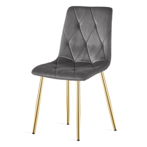 Sedia Libra in velluto grigio scuro con gambe dorate