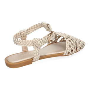 Sandalia Plana de Mujer, Comodas y Elegantes, Diseño Trenzado con Cierre de Hebilla