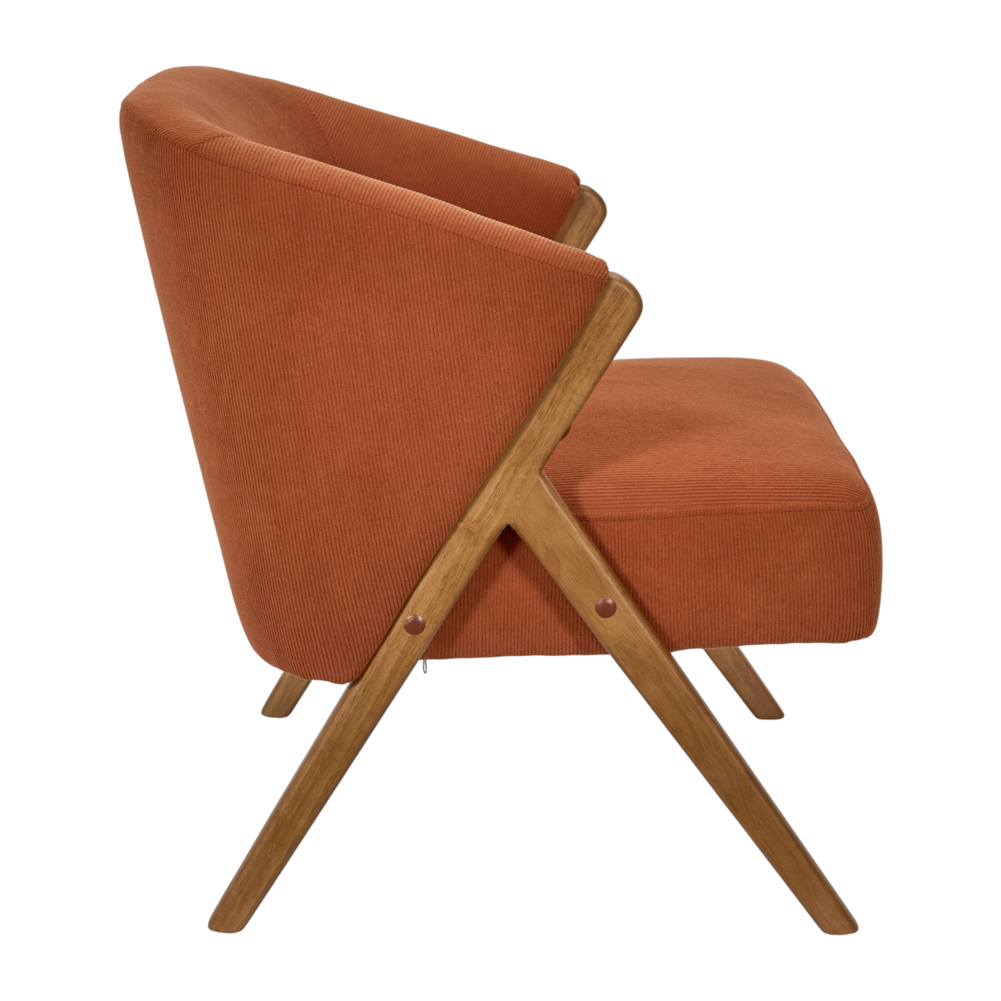 Fauteuil - HOME DECO FACTORY - Jules - Côtelé - Confortable - Terracotta