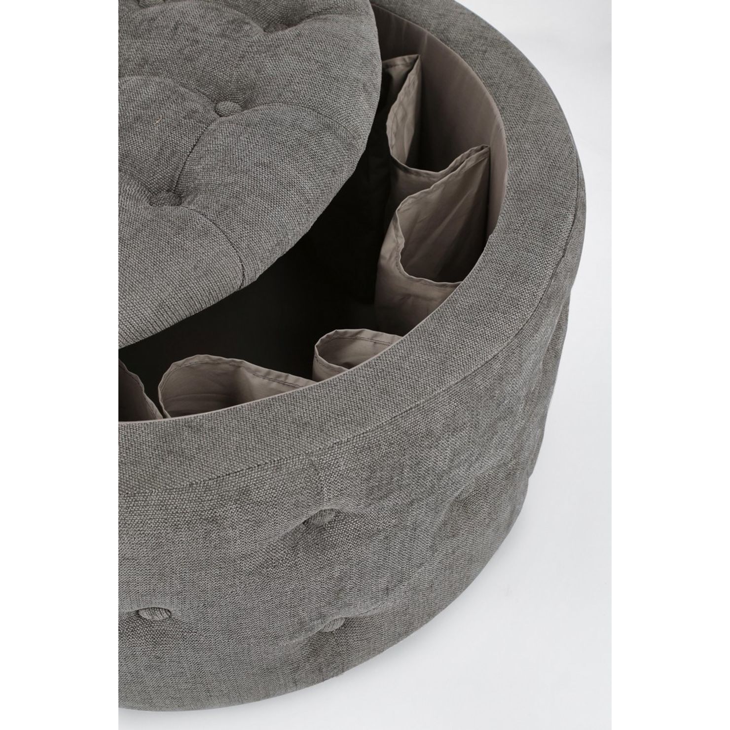 Pouf contenitore porta scarpe ERNESTINE in tessuto grigio scuro