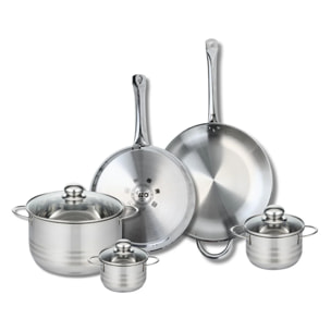 Ensemble de 2 Poêles de cuisson 28 et 32 cm et 3 faitouts 12, 14 et 24 cm Elo Profi Brillant