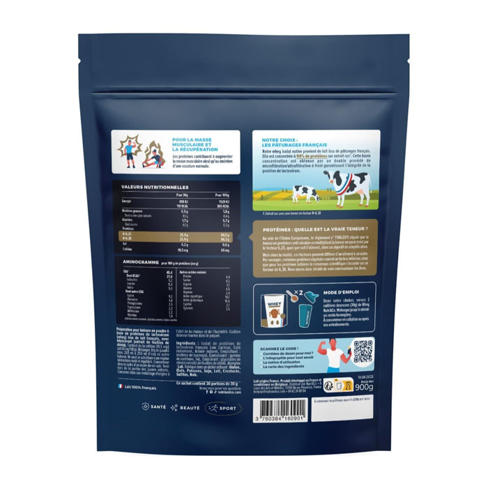Nutri&Co Protéines Whey Isolat Native en poudre - 900gr Goût Café