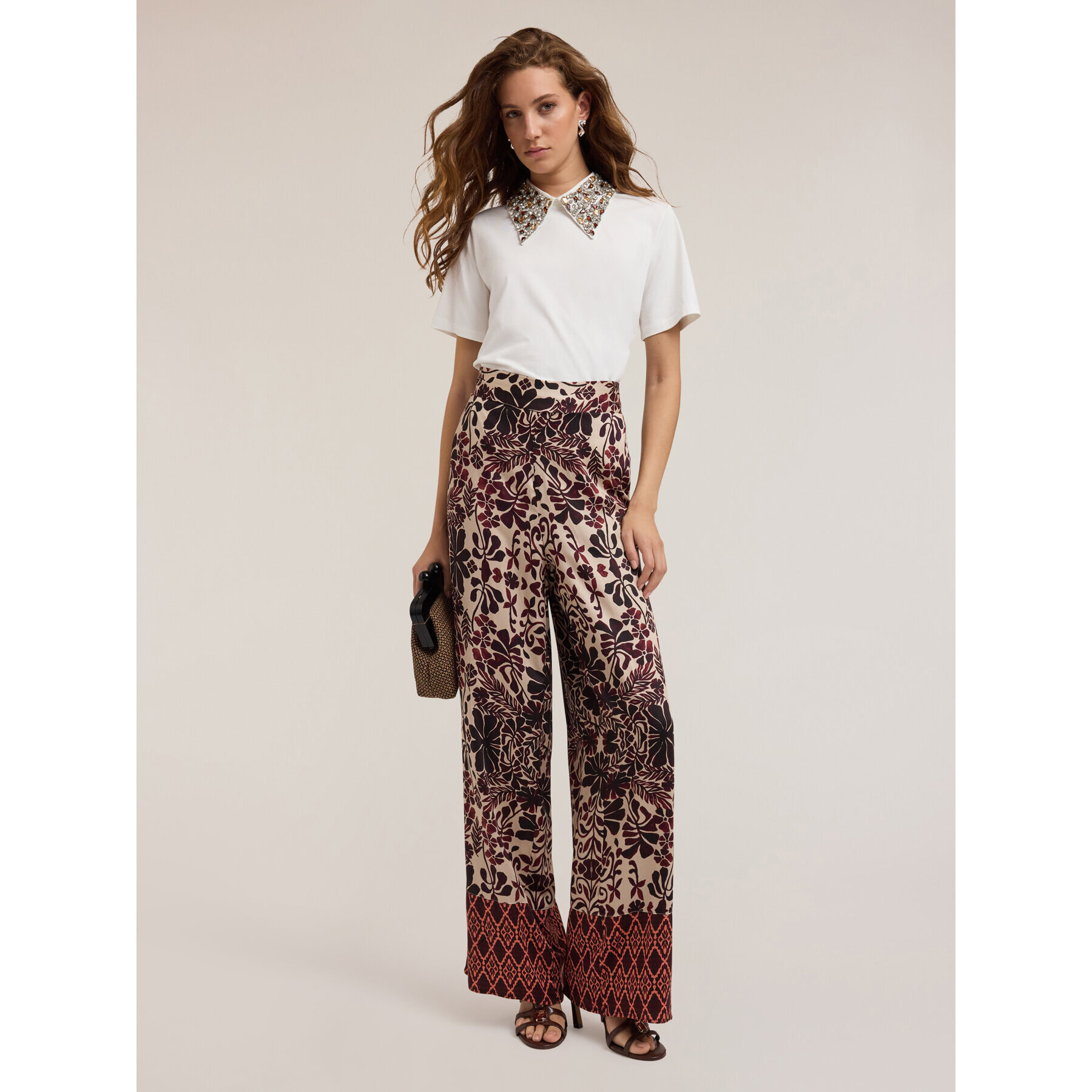 Motivi - Pantaloni palazzo fantasia boho - Marrone