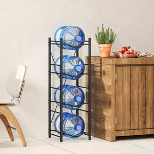 Soporte para Garrafones de Agua de 4 Niveles Estante de Almacenamiento para Botellas de Agua con Estructura de Metal Reforzada para Cocina Comedor Sala de Estar Negro