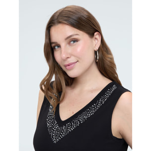 Fiorella Rubino - Top in cotone con strass - Nero
