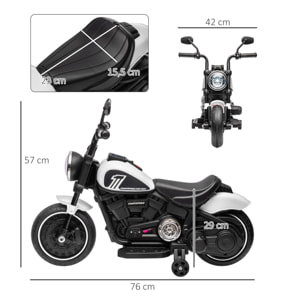 Moto Eléctrica para Niños de 18-36 Meses, Moto Eléctrica Infantil con Batería 6V, Faro y Ruedas Auxiliares Desmontables, Carga 25 kg, Blanco
