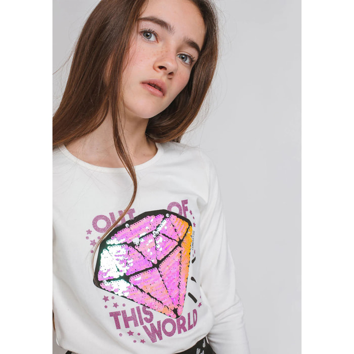 Camicia reversibile con paillettes "Diamond" da bambina