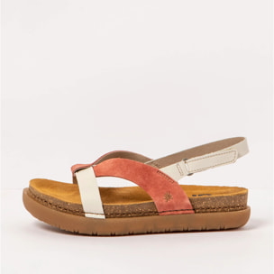 Sandalias 1718 NAPPA-SILK SUEDE CREAM-FRAMBUESA /RHODES color Cream-frambuesa