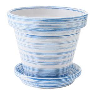 J-Line Cache-pot - céramique - bleu/blanc - large