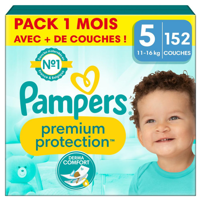152 Couches Pampers Premium Protection, Taille 5, 11-16 kg