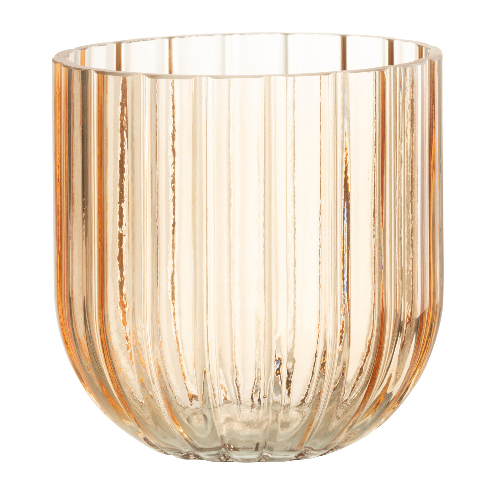 J-Line vase Yari Lignes - verre - transparent/pêche - small - Ø 15 cm