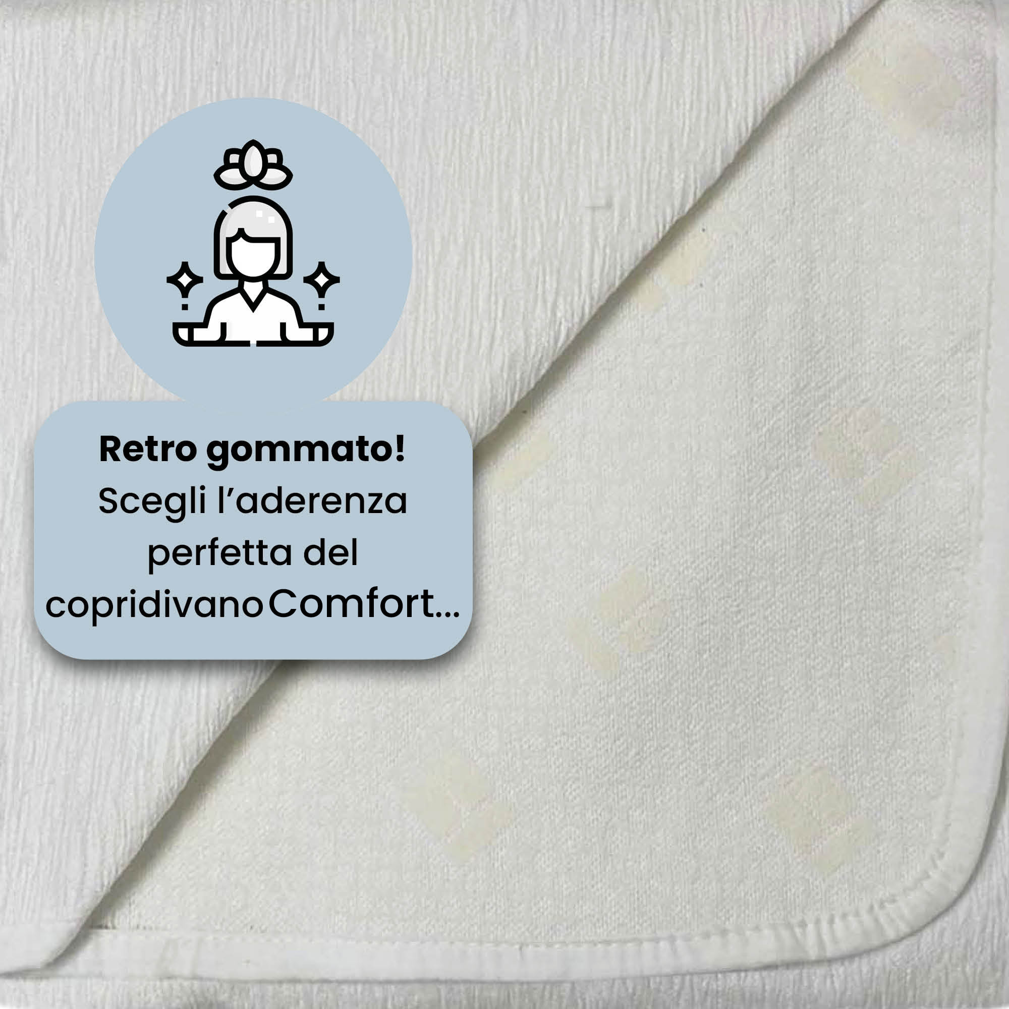 COPRIDIVANO COMFORT, Antiscivolo, Cotone+Microfibra+Fibre Varie, Made in Italy - BIANCO