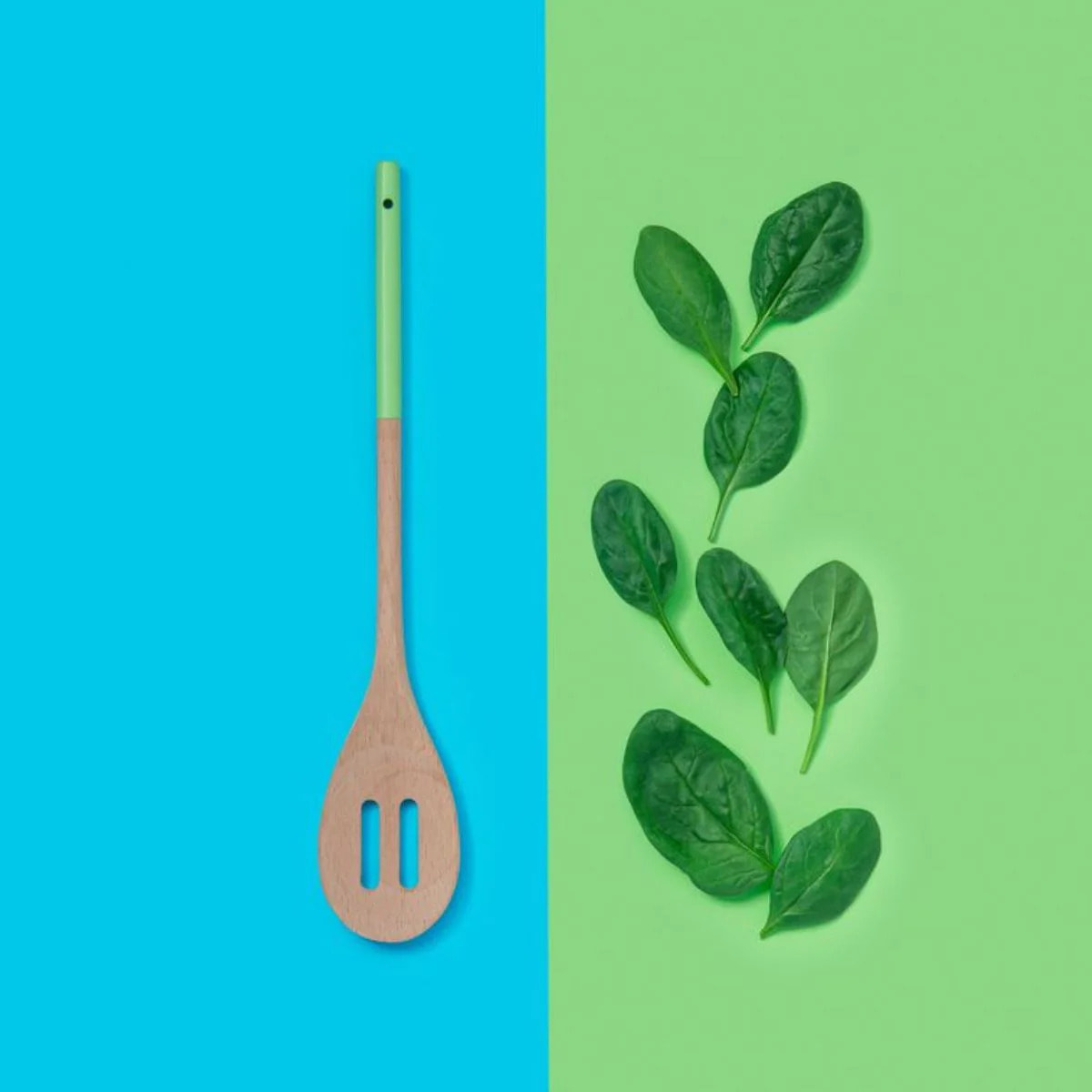 Cuillère de cuisine en bois ajourée 30 x 5,5 cm Tasty Green