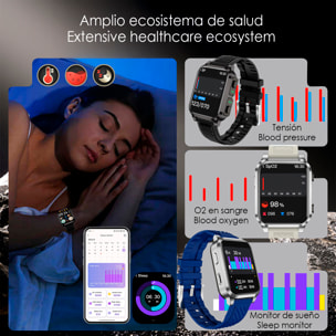 Smartwatch AIMB-Z20. Con termometro, modalità sportive, auricolari bluetooth integrati e 2 cinturini in silicone.