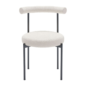 Lot de 2 chaises de salle à manger design moderne, bouclette blanche