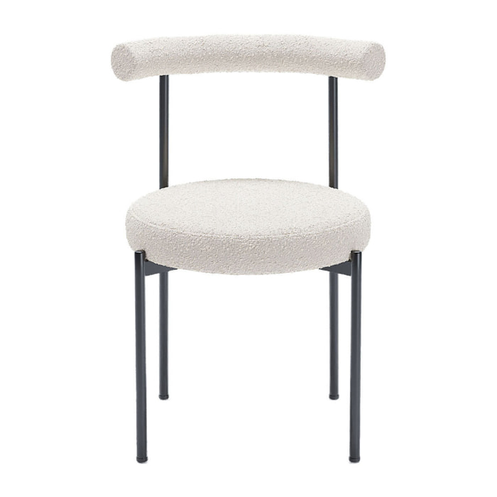 Lot de 2 chaises de salle à manger design moderne, bouclette blanche