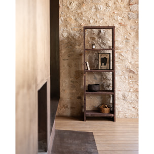 Estantería de madera maciza tono nogal de 180x60cm Alto: 180 Largo: 60 Ancho: 35