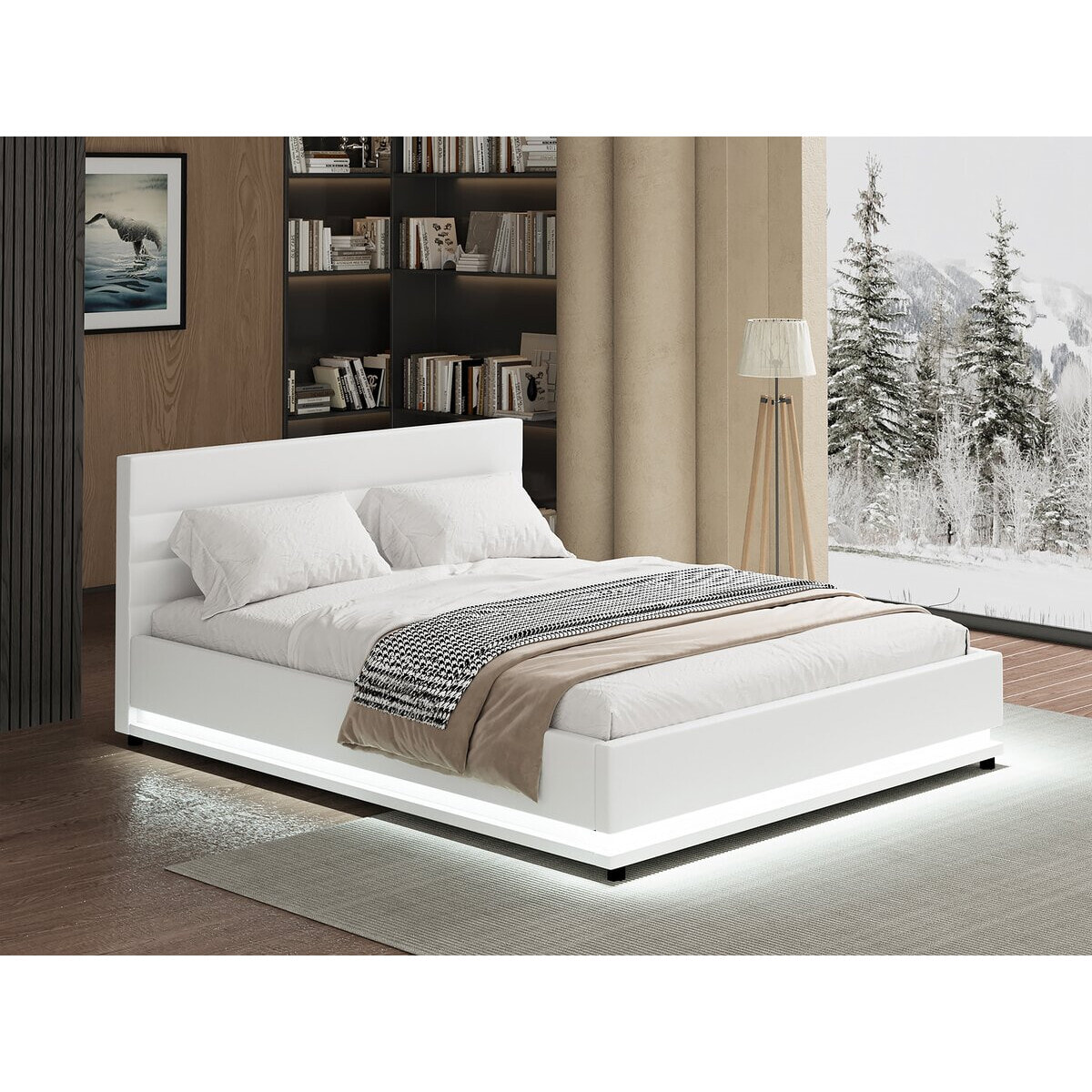 Lit LED avec coffre "Anastasia" - 160 x 200 cm - Blanc