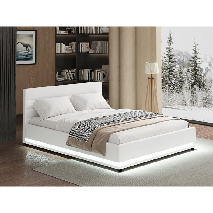 Lit LED avec coffre "Anastasia" - 160 x 200 cm - Blanc
