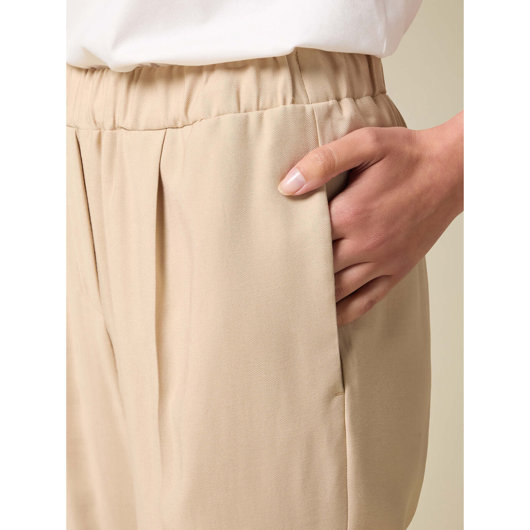 Oltre - Pantalón de sarga de viscosa - Beige